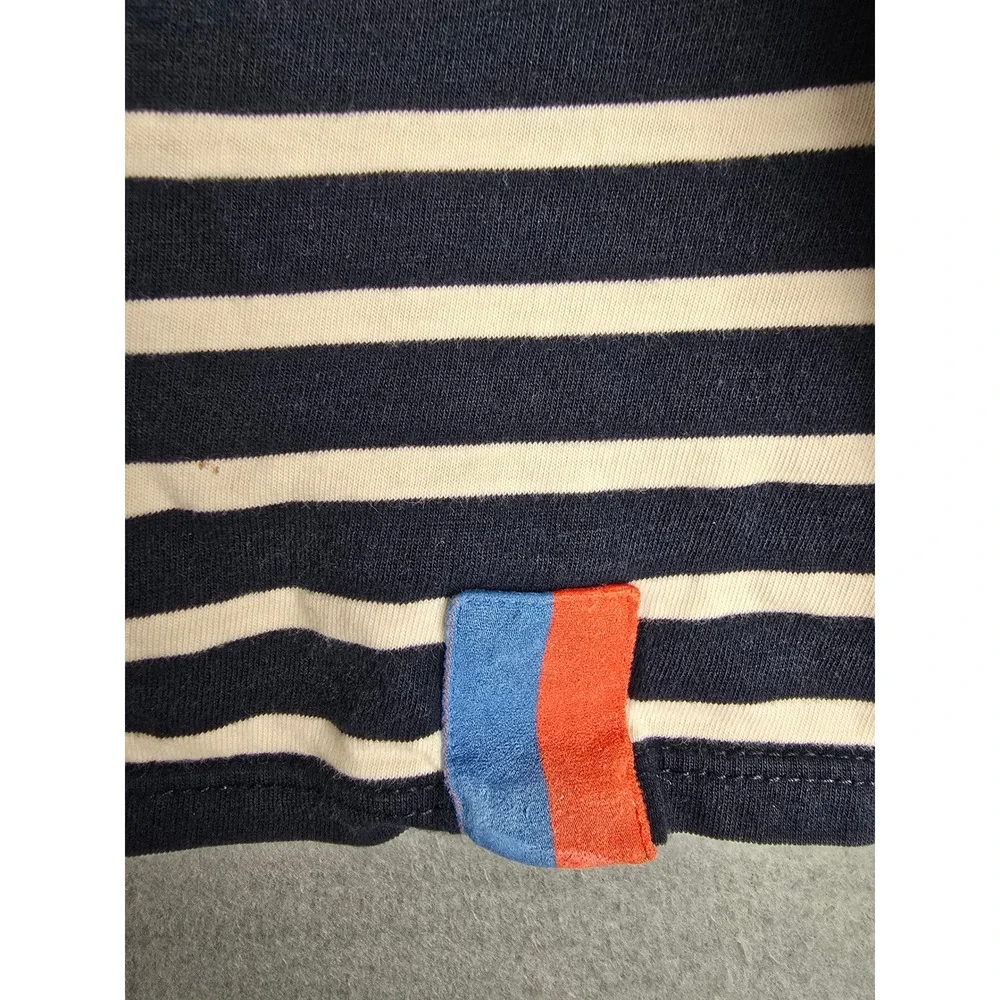 Kule T-Shirt Womens Medium Navy Cream Striped Long Sleeve Nautical Preppy Tee